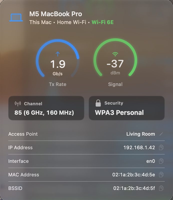 Wi-Fi details for This Mac