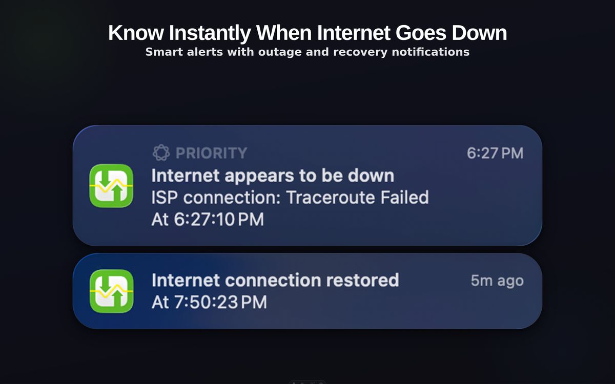 Know instantly when the internet goes down, and when it comes back