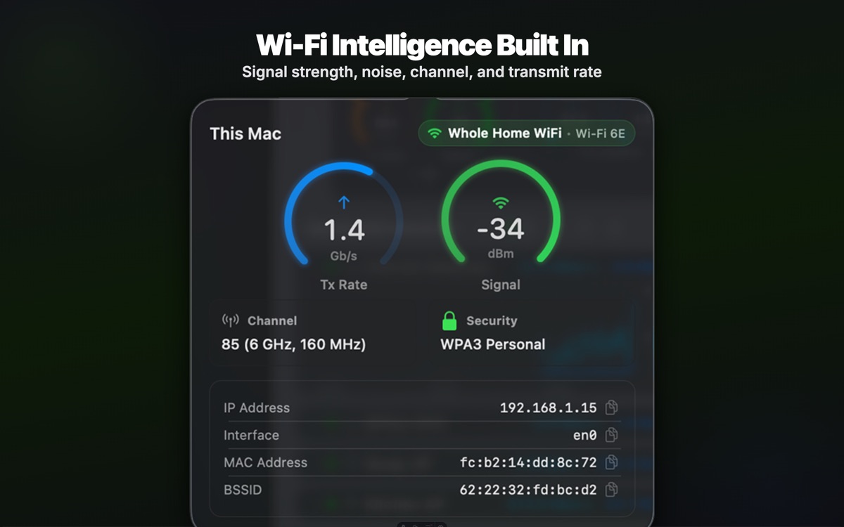 Wi-Fi Intelligence — signal, channel, and speed analysis